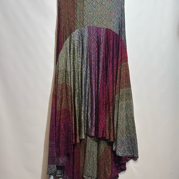 Antropología Elegant Red and Gold Fit and Flare Maxi Skirt - Picture 2 of 5